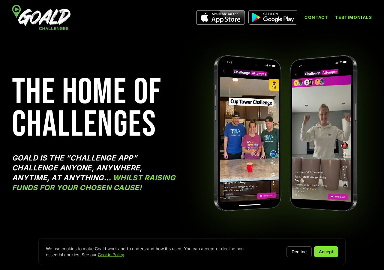 Goald Challenges platform interface